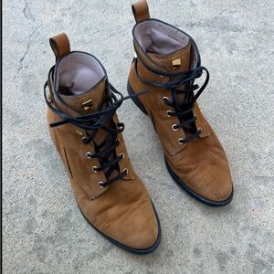 Stuart Weitzman Women's Tan Suede Leather Trim Ankle Boot Size 7